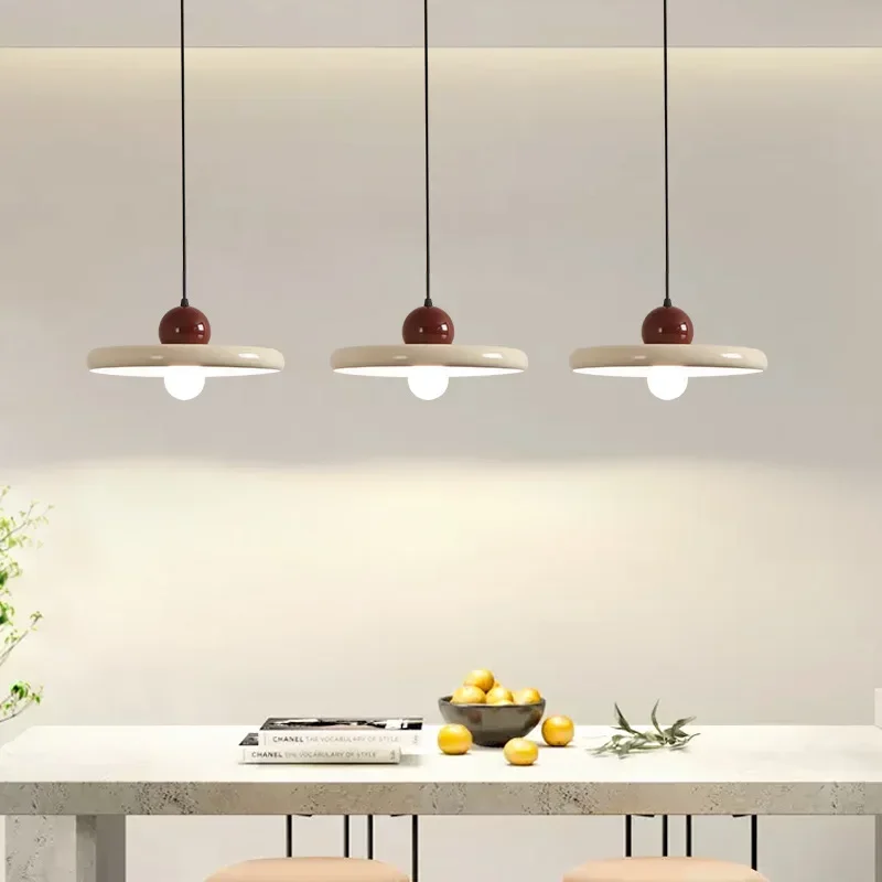 Nordic Cream Style Flying Saucer Pendant Light Restaurant Living Room Bedroom Bedside Lamp Home Interior Decorative Lamp 20/30cm