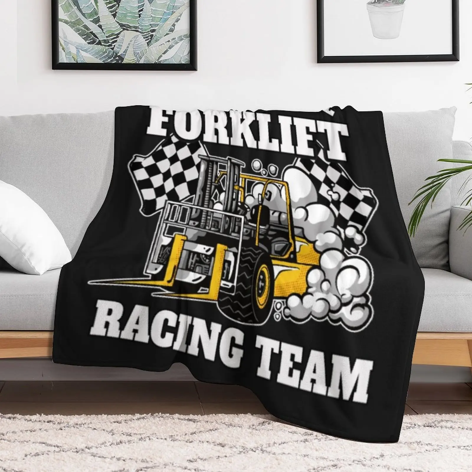 Forklift Racing Team Funny Throw Blanket