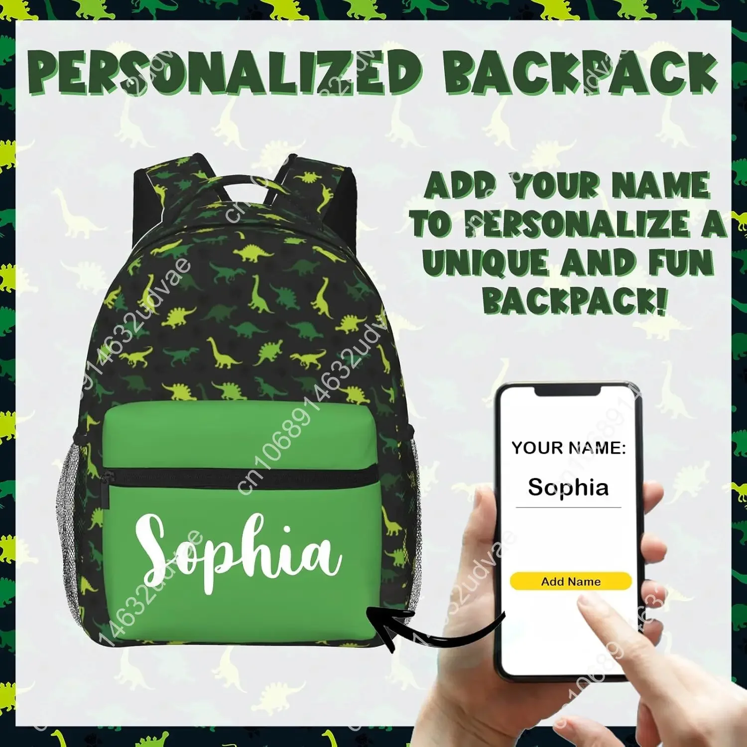 Personalized Backpack for  Custom Backpacks with Name for , Customized Dinosaur School Bookbag for Back to School