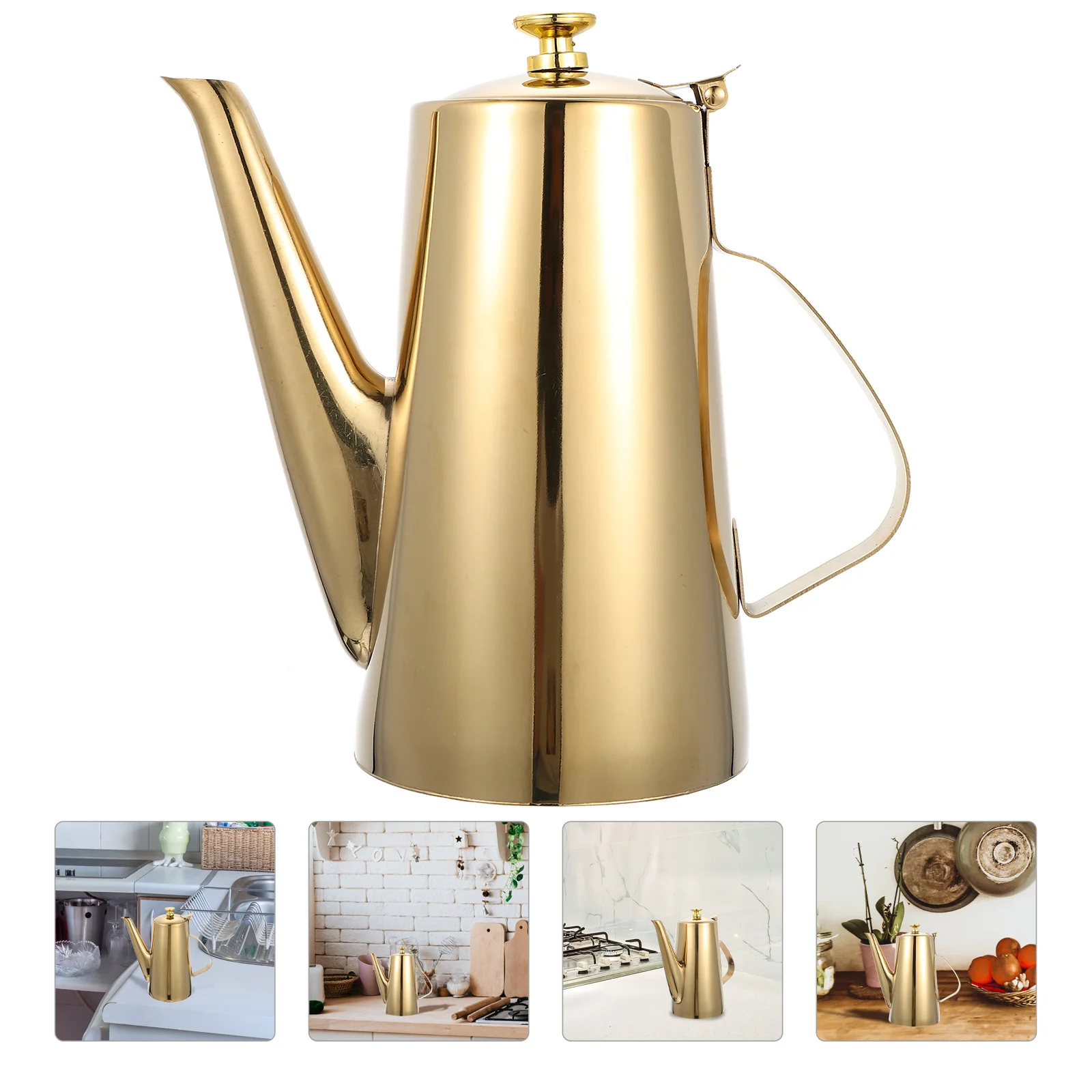 

Stainless Steel Cold Water Jug Long Spout Oil Dispenser Lemon Lecythus Pot Olive Bottle Kitchen Vinegar Container Coffee Syrup