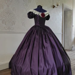 Victorian purple ball gown dress Off Shoulder evening dress Civil War Southern Belle Elegant Dress rococo wedding Dress plus siz