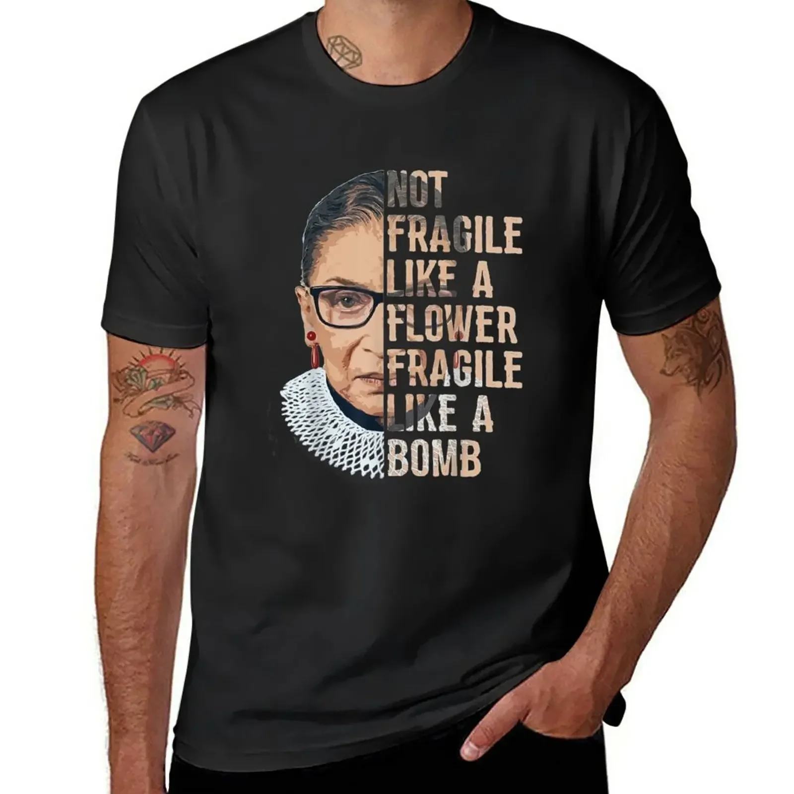 Not Fragile Like A Flower But A Bomb Ruth Ginsburg RBG T-Shirt summer top anime t shirts vintage customs shirts graphic tee men