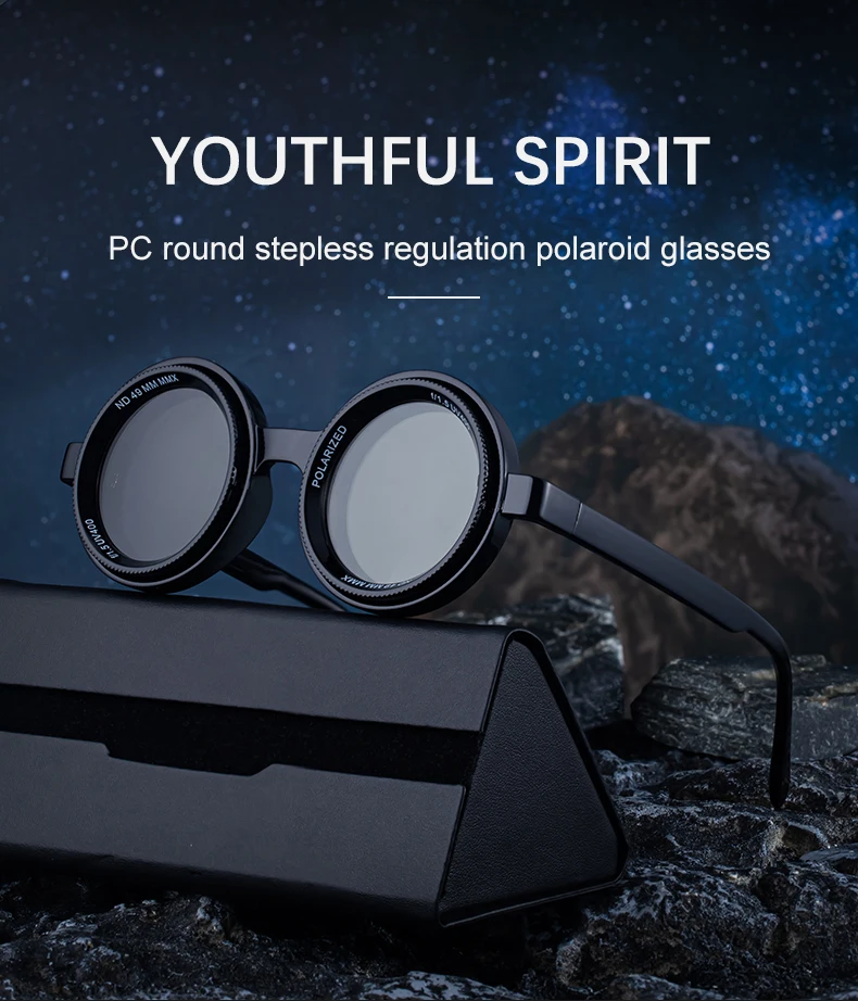 ND9 Verstellbare Dimmbare Sonnenbrille für Männer, Steampunk Retro Kleiner Rahmen Runde Sonnenbrille, Outdoor Angeln UV400 Fahrbrille für Herren – Detail 1