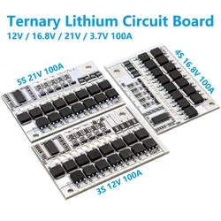 Placa de circuito de protección de batería de litio ternaria, 5S 3S, BMS, 100A, 21V, 18V, 16,8 V, 12V, 18650, Li-ion, LMO, carga de equilibrio