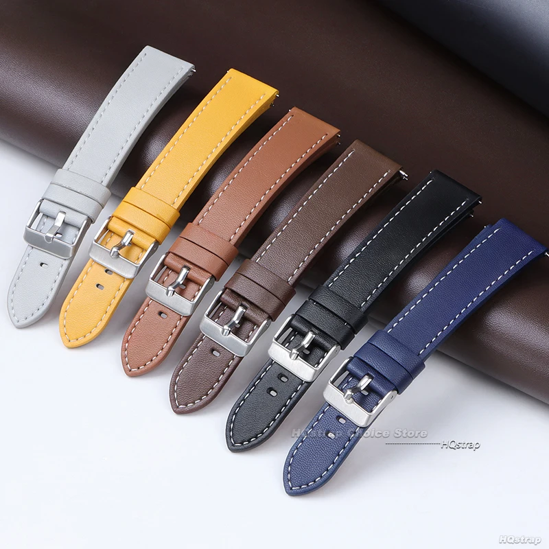 20mm 22mm Leder Uhrenarmband Universal Ersatz Armband Retro Armband Schwarz Braun Blau Schnellverschluss Bar Armband