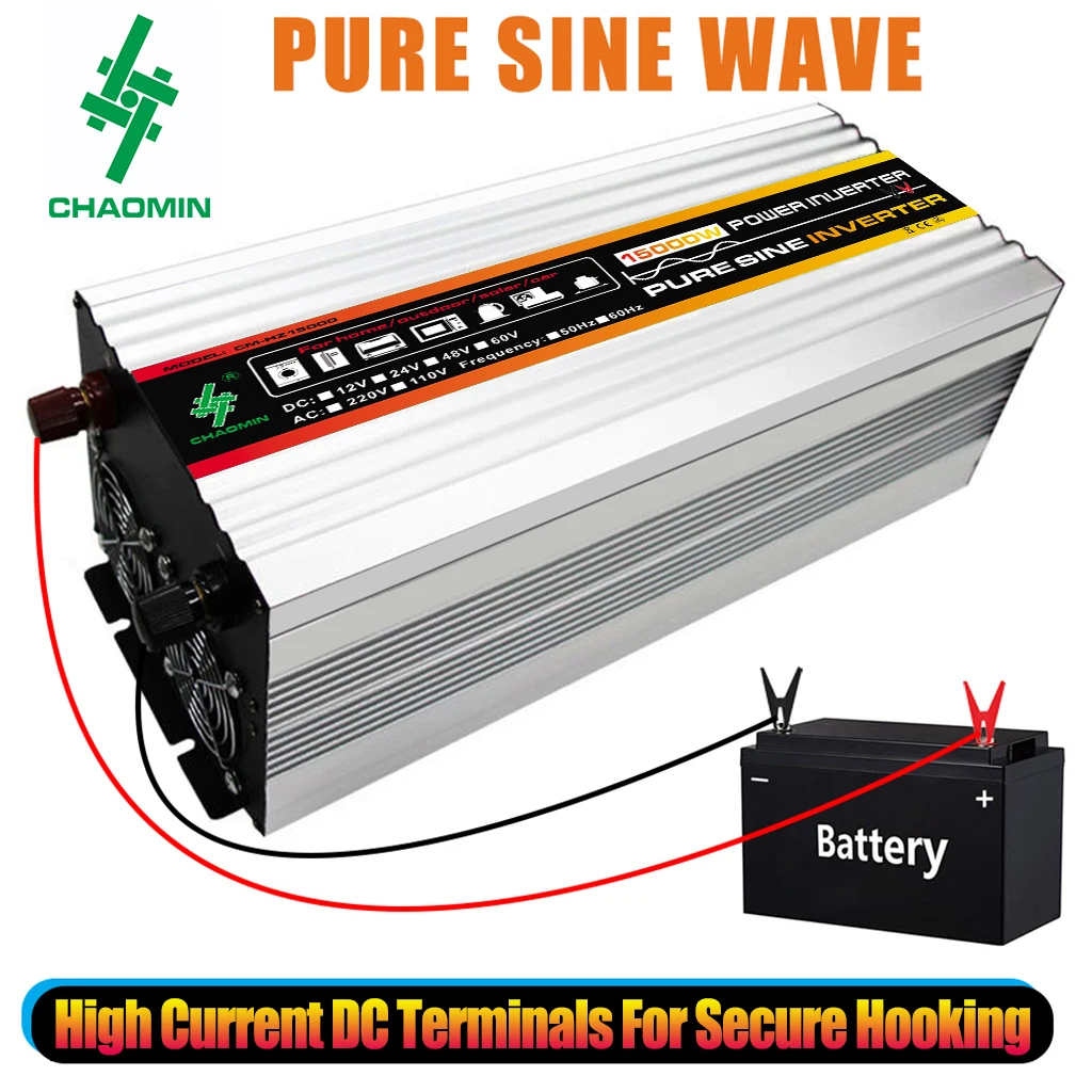 15000W LED Display,Car Inverter Converter,  Pure Sine Wave Inverter,Voltage Transformer,DC 12/24/48/60V to AC 220V