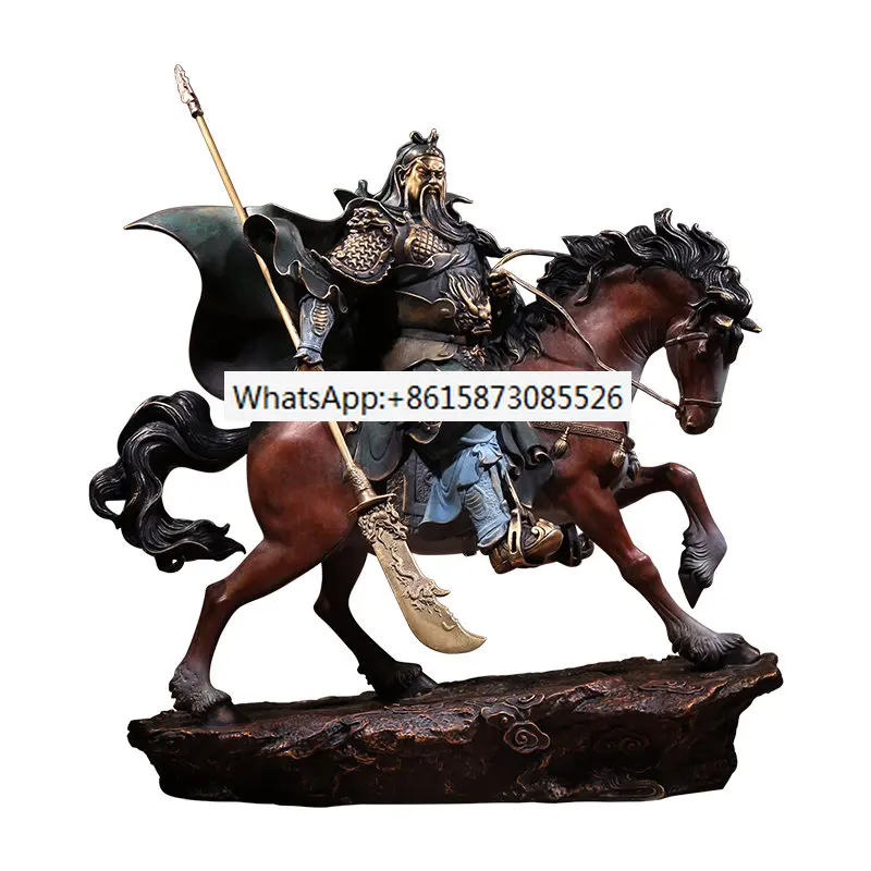 

Bronze horse riding Guan Gong Wu Sheng Guan Gong statue home ornaments, Wu Caishen living room office decoration ornaments