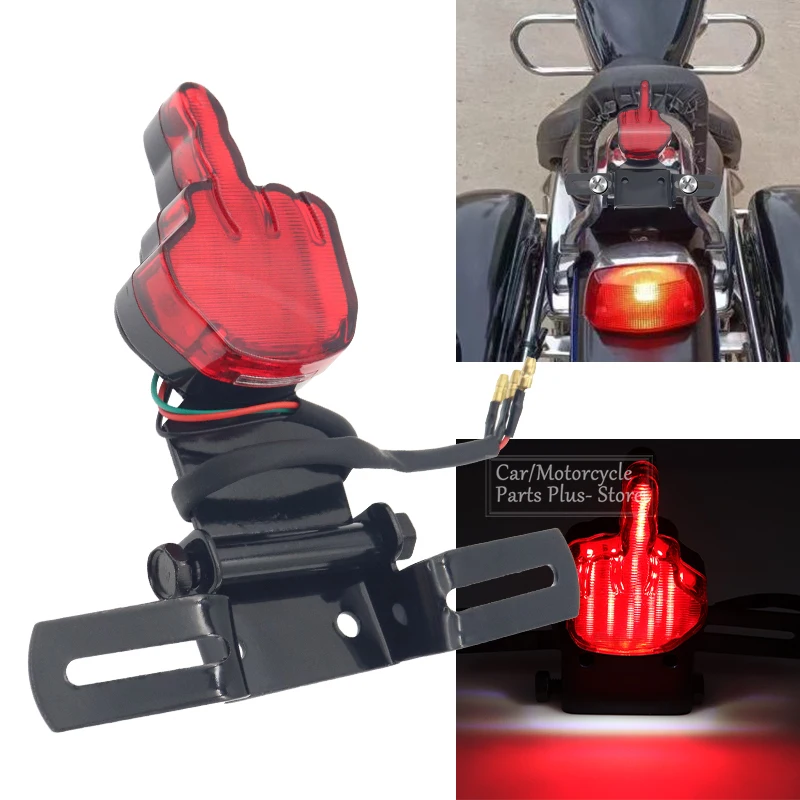 Luz traseira de dedo médio para motocicleta, universal, led, luz de freio traseira, para cafe racer, harley choppers, triumph, honda