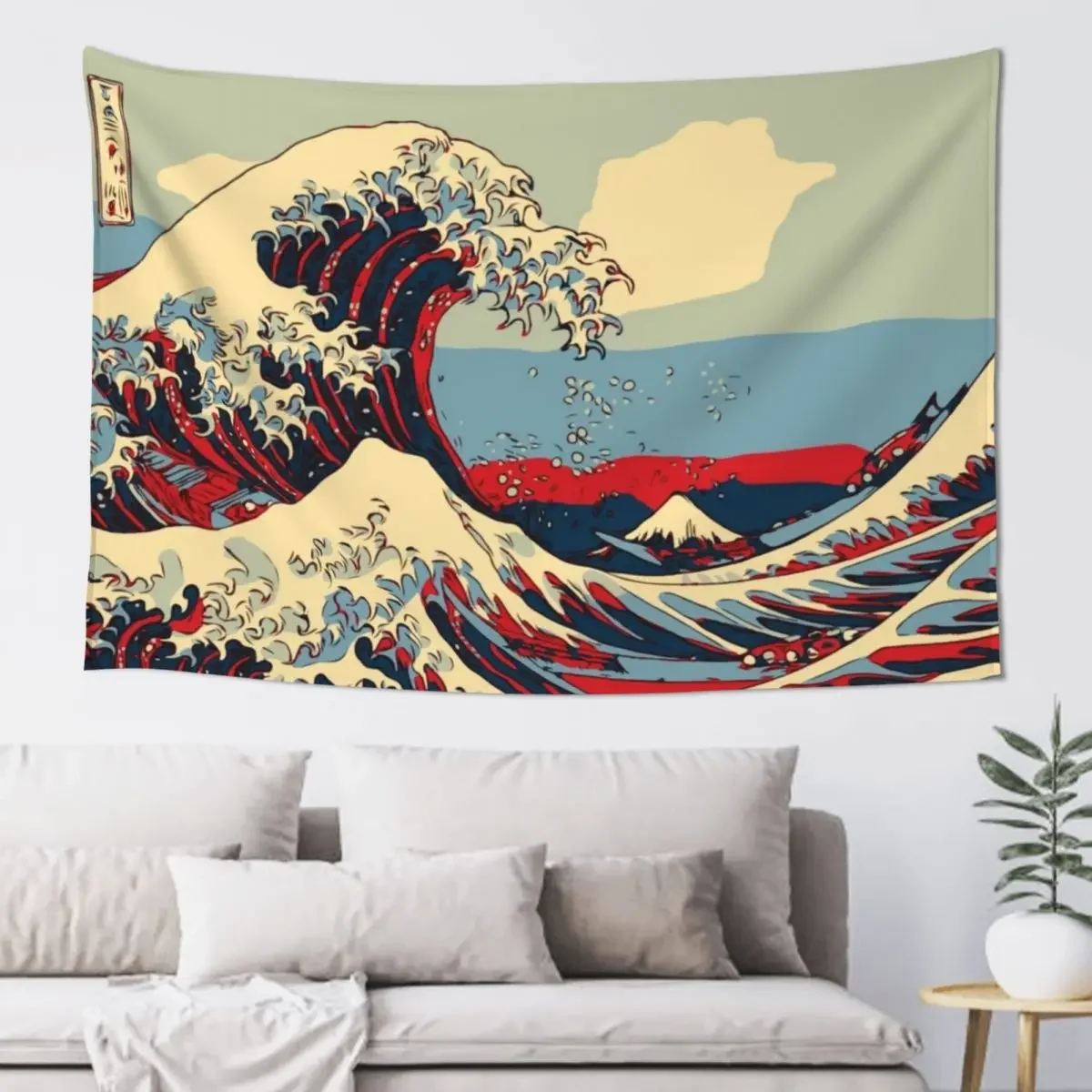 The big wave of Kanagawa revisited [pop art edition] Tapestry Aesthetic Room Decoration Cute Room Decor Tapestry