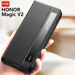 Flip PU Leather Case For Honor Magic V2 Business Smart Sleep Wake Cell Phone Cover Cases For MagicV2 Capa