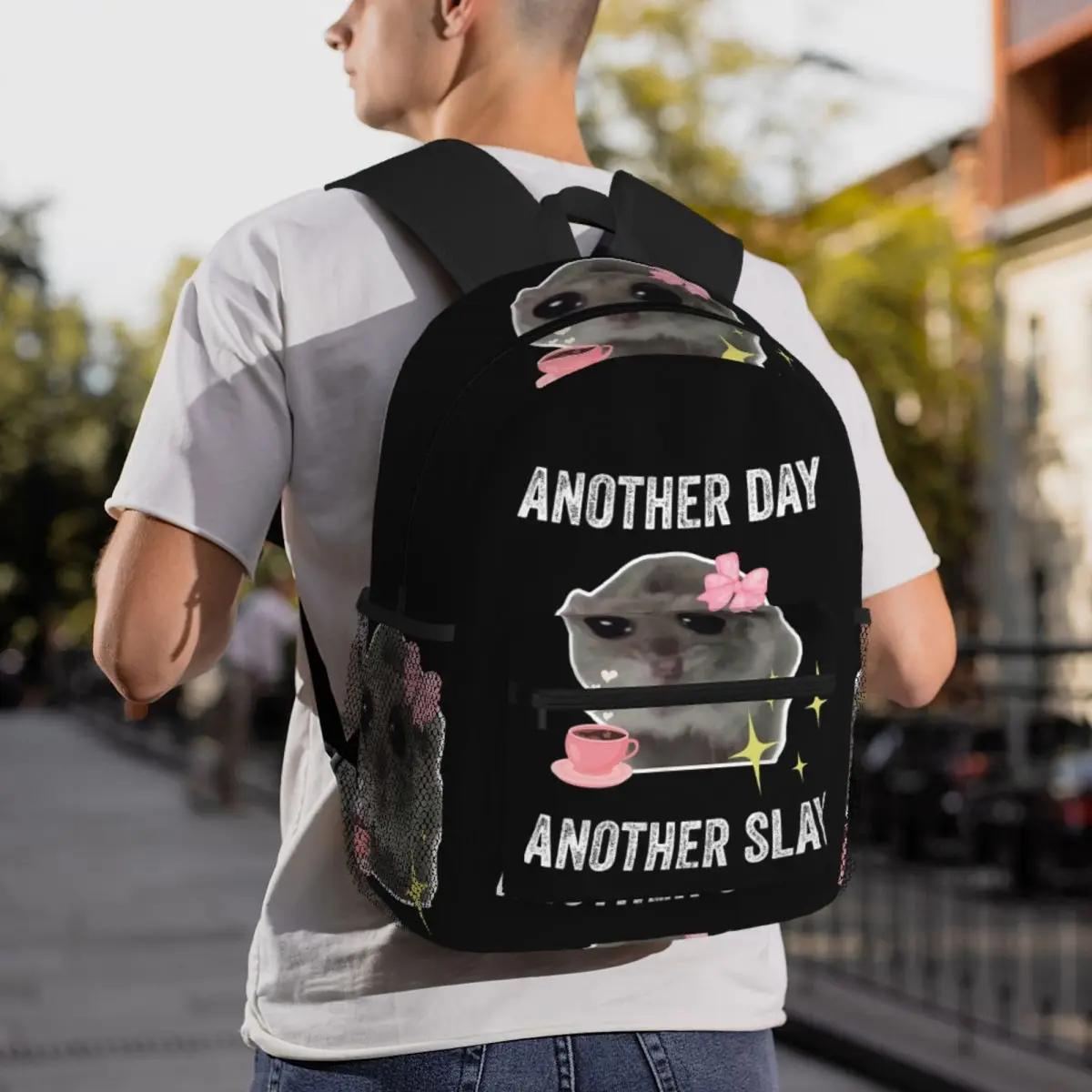 Sad Hamster Another Day Another Slay Backpack Daypack Large Capacity Boys Girls BookBag School Bag Shoulder Bags for Men Women