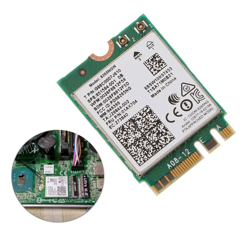 Karta WIFI Adapter Wlan do dwuzakresowej sieci bezprzewodowej 8265 2.4G/5G