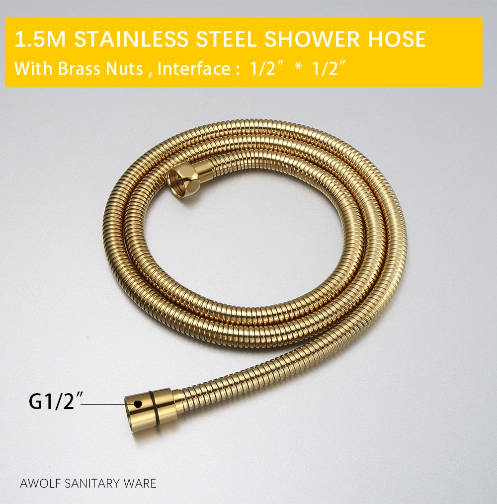 Awolf Titanium Gold Handheld Toilet Bidet Sprayer Solid Brass High Pressure Hygienic Shower Head Shattaf Set Bidet Faucet AP2107