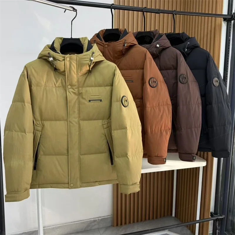 

Мужская утепленная зимняя куртка с капюшоном для активного отдыха, новая модная теплая куртка из полиэфирного волокна с длинными рукавами на молнии