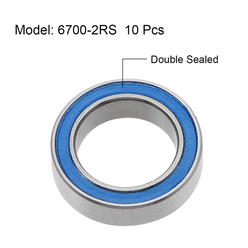 80PCS 6700-2RS High Quality 6700 2RS 10X15x4mm Miniature Seal Deep Groove Ball Bearing,Blue