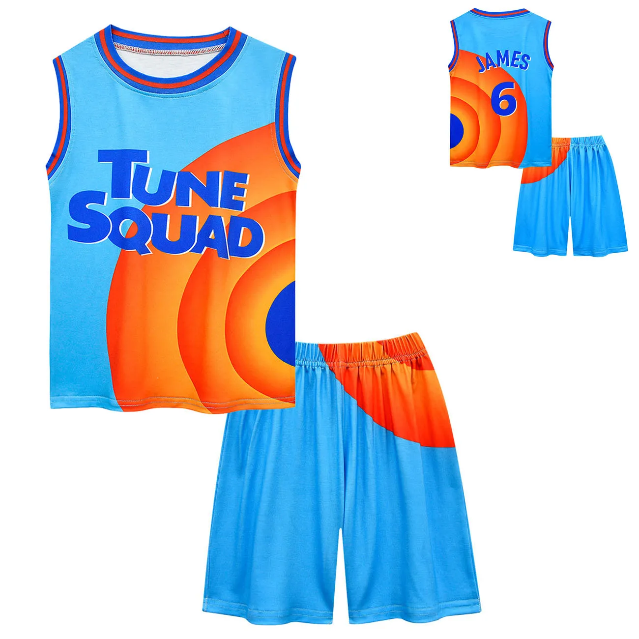 Ragazzi ragazze Space Jam 2 Jersey vestiti Jamed Tune Squad basket Cosplay gilet pantaloncini tuta uniforme tuta sportiva abbigliamento per bambini