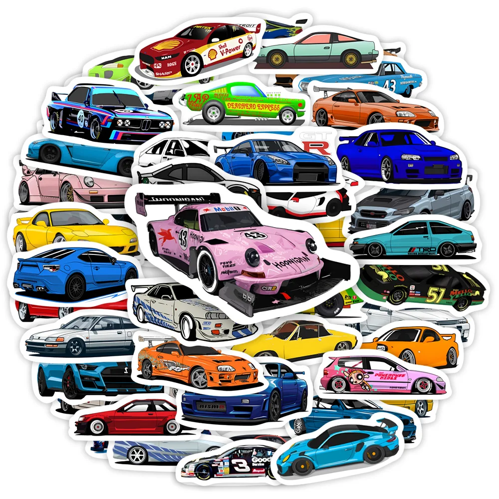 JDM Racing Car Stickers Supercar Vintage Sport DIY Toy Gift Decal Graffiti for Phone Luggage Laptop Helmet Skateboard Waterproof