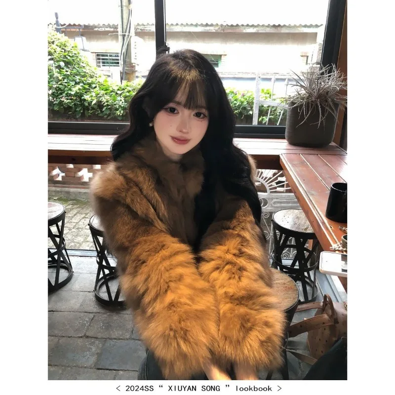 فرو الثعلب البني الصديق للبيئة للنساء نمط قصير شتاء جديد حار نمط سميكة مزاجه الفراء #3