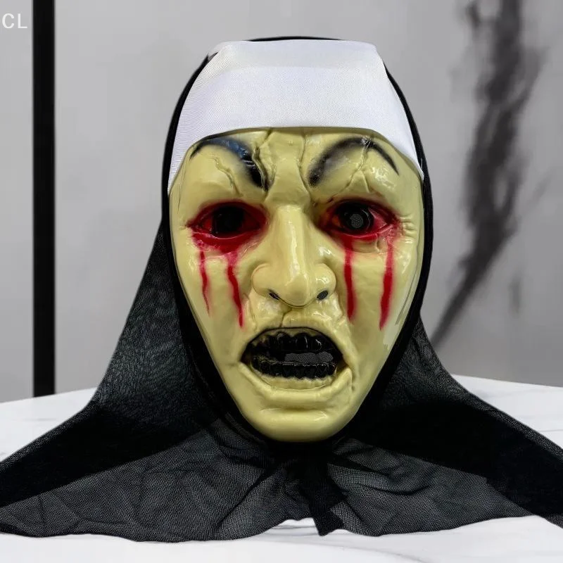 หน้ากากแม่ชีทำจากยางสังเคราะห์สไตล์สตรีทสำหรับงานฮาโลวีนธีมสยองขวัญ