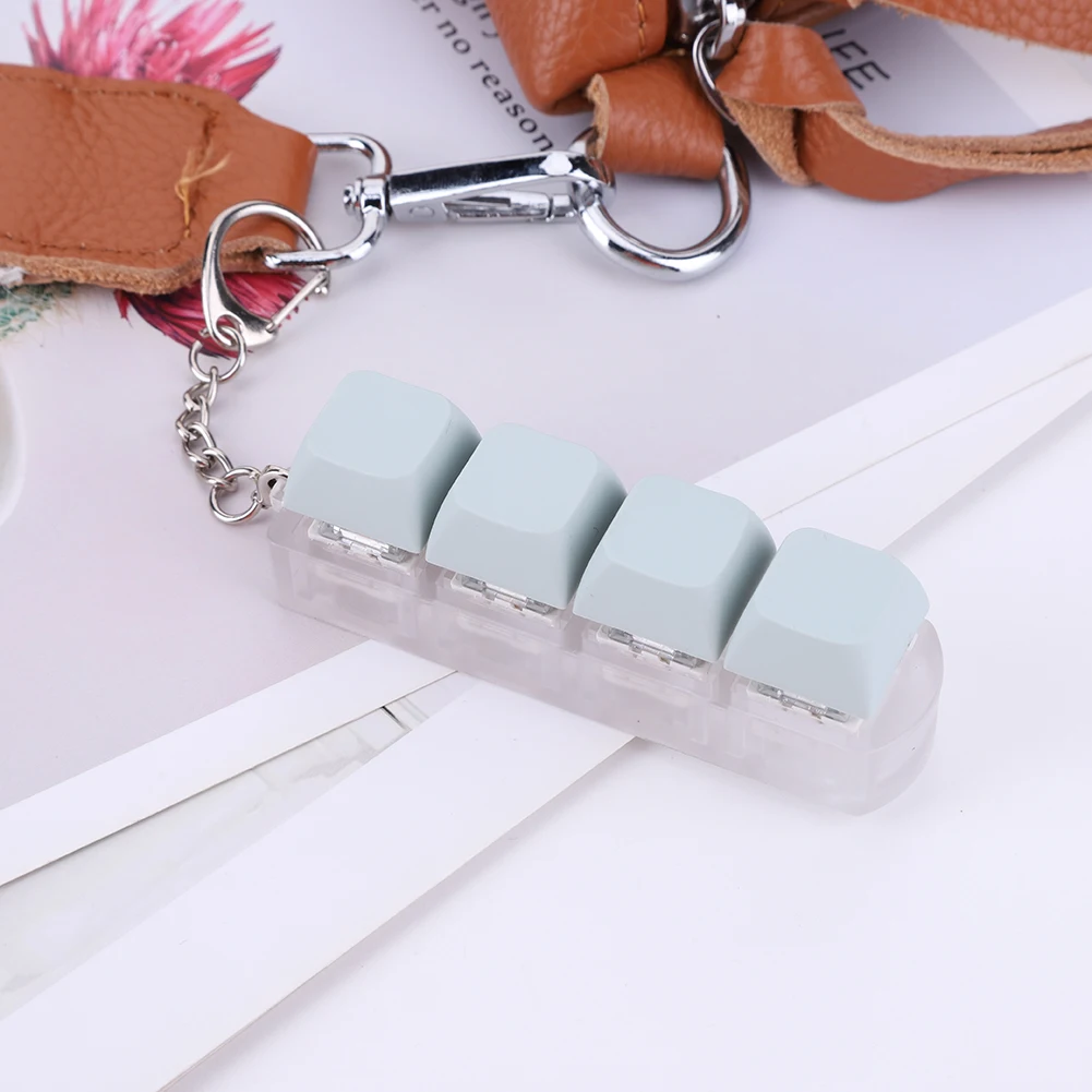 Chave mecânica 4 teclas teclado chaveiro teclado clicker cubo para adulto para aliviar o estresse passar o tempo