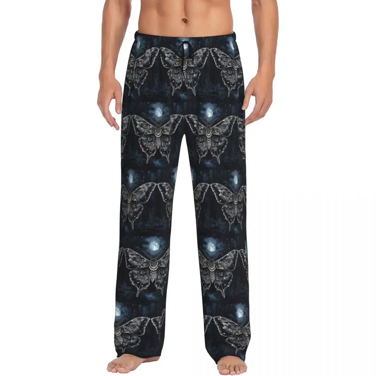 Custom Moth Horror In Forest Pajama Pants Men Sleepwear Sleep Lounge Bottoms with Pockets