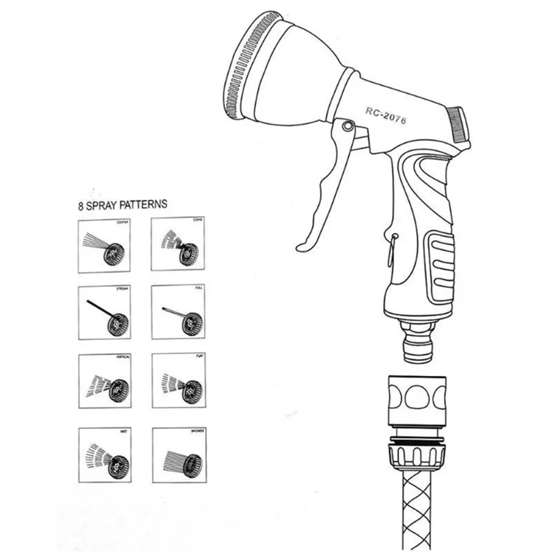 Garten-Wasserpistolen-Schlauchdüse, robuste Metalldüse, langlebig und nicht leicht zu rosten, Autowäsche, Gartenbewässerungswerkzeug – Detail 8