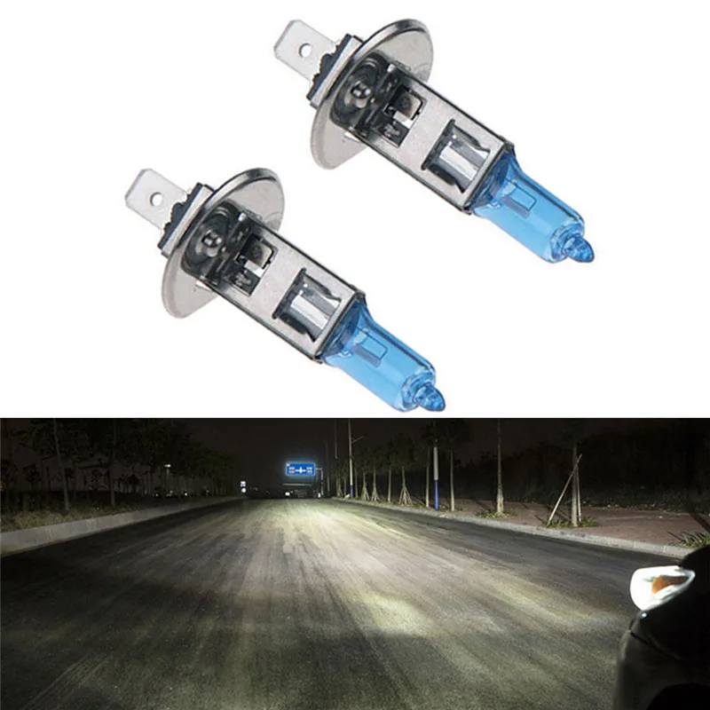 2pcs H1 100W Super Bright White 12V Fog Lights Halogen Bulb High Power Car Headlight Auto Lamp Lighting Car Light Source Parking