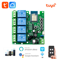 Tuya 7-32V 85-250V WiFi Smart Switch Support 433MHz RF Control 4-way Module APP Remote Control Work With Alexa Google Home