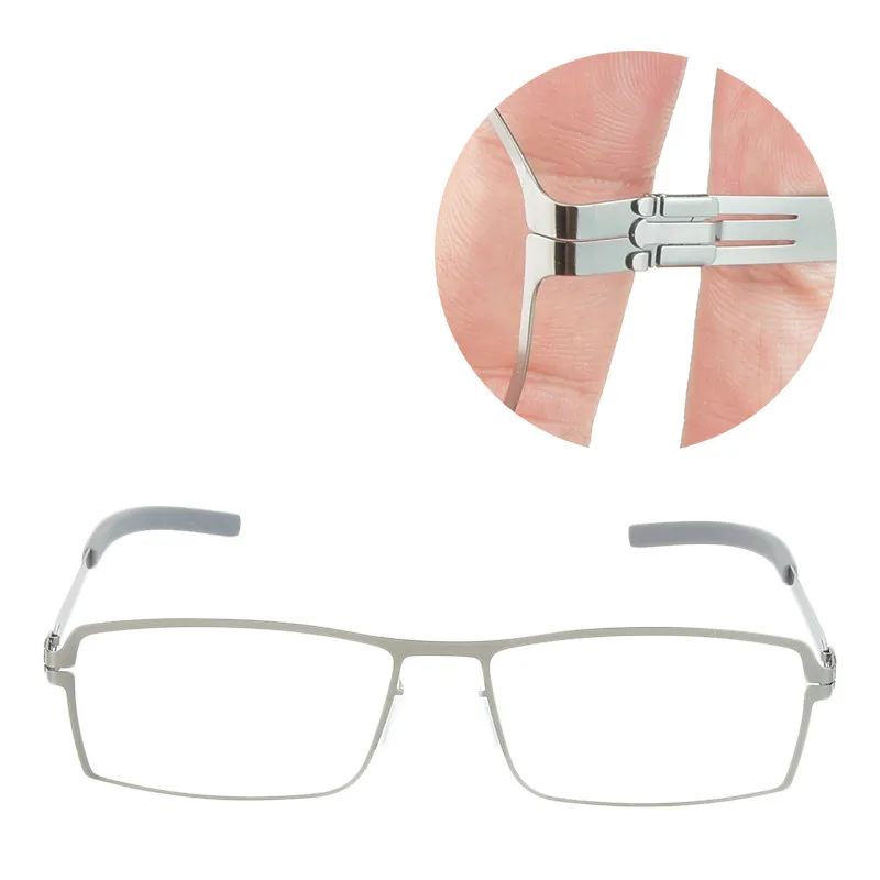 2024 Men Germany Screwless Glasses Frame Square Stainless Steel Eyeglasses 5085S Ultralight High Elasticity Business Spectacle