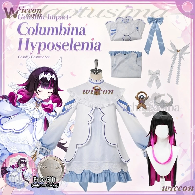 Uniform Anime Game Genshin Impact Copslay Dream Journey Little Columbina Hyposelenia Costume White Dress Sweet Lolita Halloween