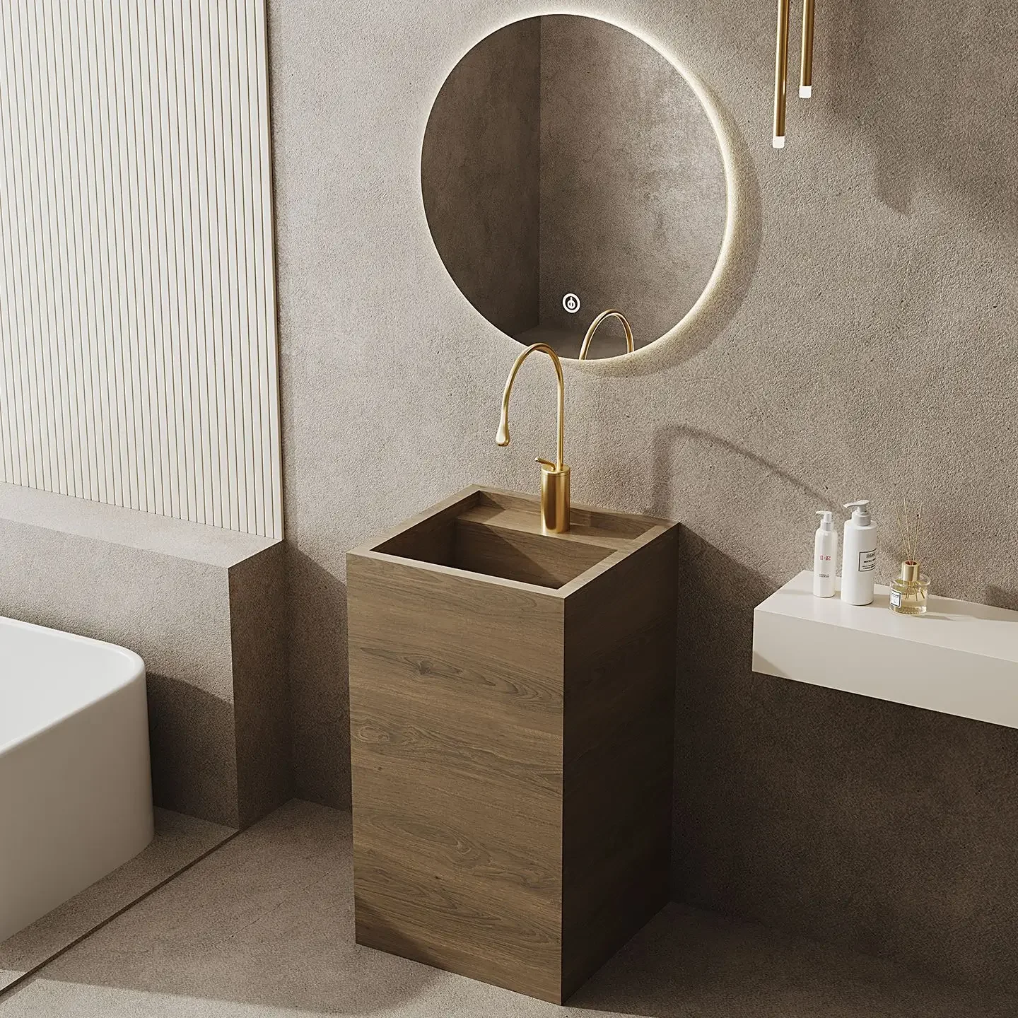 Slate column basin integrated basin floor  simple wash table hotel wash table public area wash basin