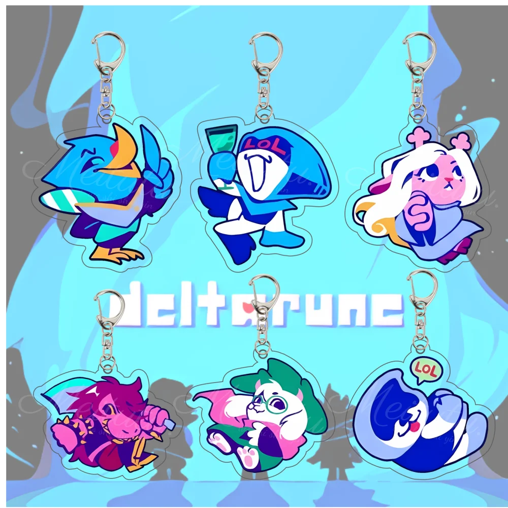 Deltarune Neon Chibi Acrylic Keychain 6CM Mini Kris Susie Indie Game Collectible Otaku Backpack Charm Holiday Souvenir