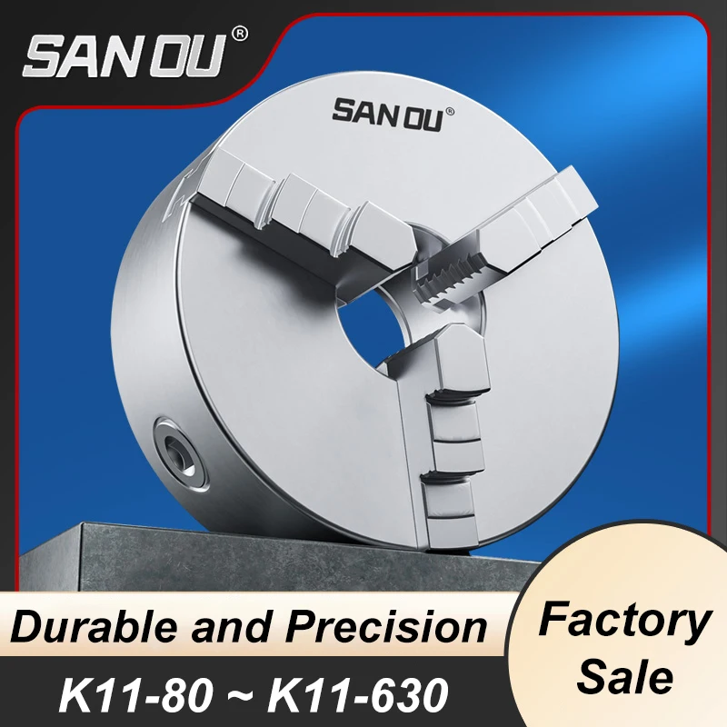 SANOU K11 Manual Three Jaw Chuck Self Centering Lathe Machine Tool CNC Workholding Clamp 3 Jaw Precision Turning Chuck