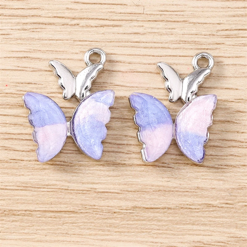 5 Stück 16 x 20 mm niedliche bunte Kristall-Anhänger mit fliegenden Schmetterlingen für die Schmuckherstellung, Ohrringe, Halsketten, DIY-Bastelzubehör – Detail 12