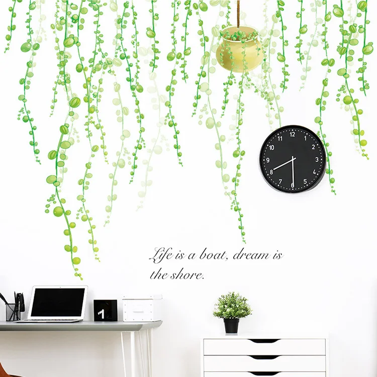 Tropische Grünpflanzen-Wandaufkleber Wohnzimmer Schlafzimmer Hintergrund-Dekoration Wandbild Große Heimdekoration Selbstklebende Tapete – Detail 6