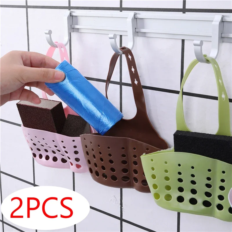 

2PCS Soap Sponge Sink Shelf Racks Reusable with Magic Sponge Eraser Adjustable Baskets for Organizing Hanging Storage Basket