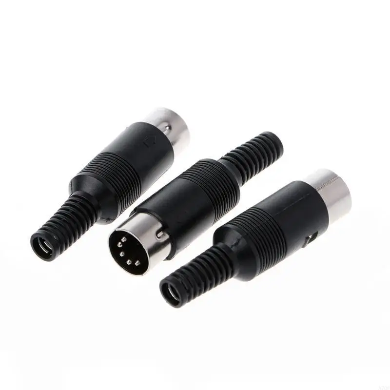 3 PCS DIN MALE MALE CABLE COLLECTRON 5 PIN مع مقبض بلاستيكي #5