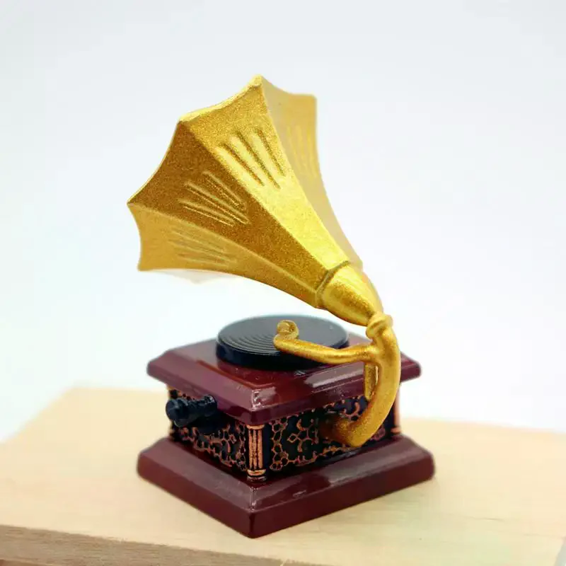 Casa delle bambole Miniature fonografiche vintage Modello Soggiorno Accessori di decorazioni per la casa delle bambole Bambini Giochi di imitazione Giocattoli Ornamenti Regali