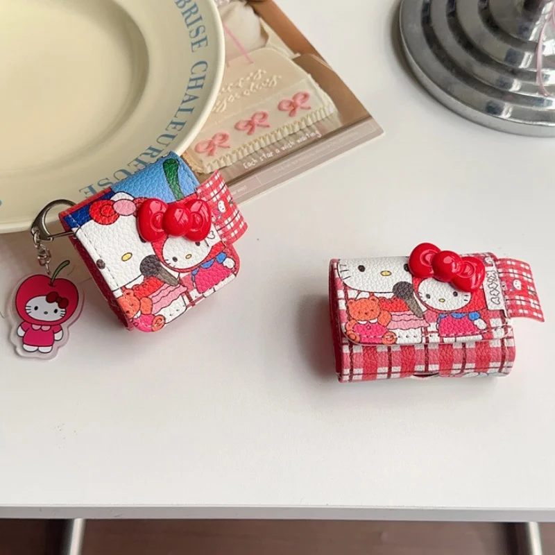 Sanrios 3D Лук Hellokittys аниме Kawaii флип Кепка мягкий Пу защитный чехол IPhone AirPods 1/2 мультфильм милый Bluetooth наушники чехол