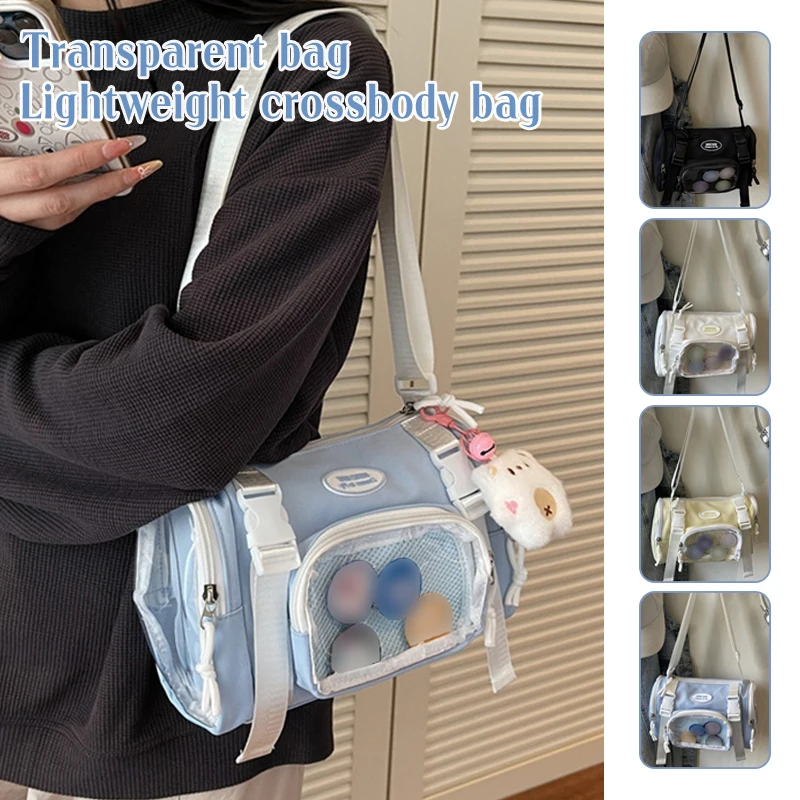 Japanese Transparent Shoulder Bag for Girls Lightweight Crossbody Shopping Bag Cute Clear Handbag Versatile Daily Use Students