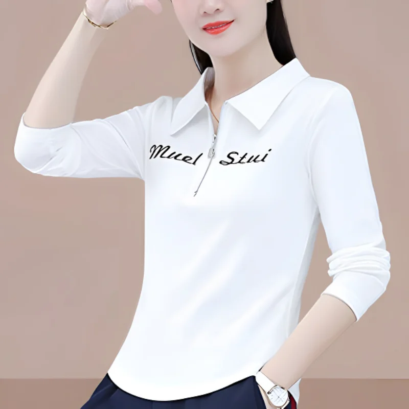 New Long Sleeve T Shirt Polo Shirt For Women Slim Fit Casual Blouse