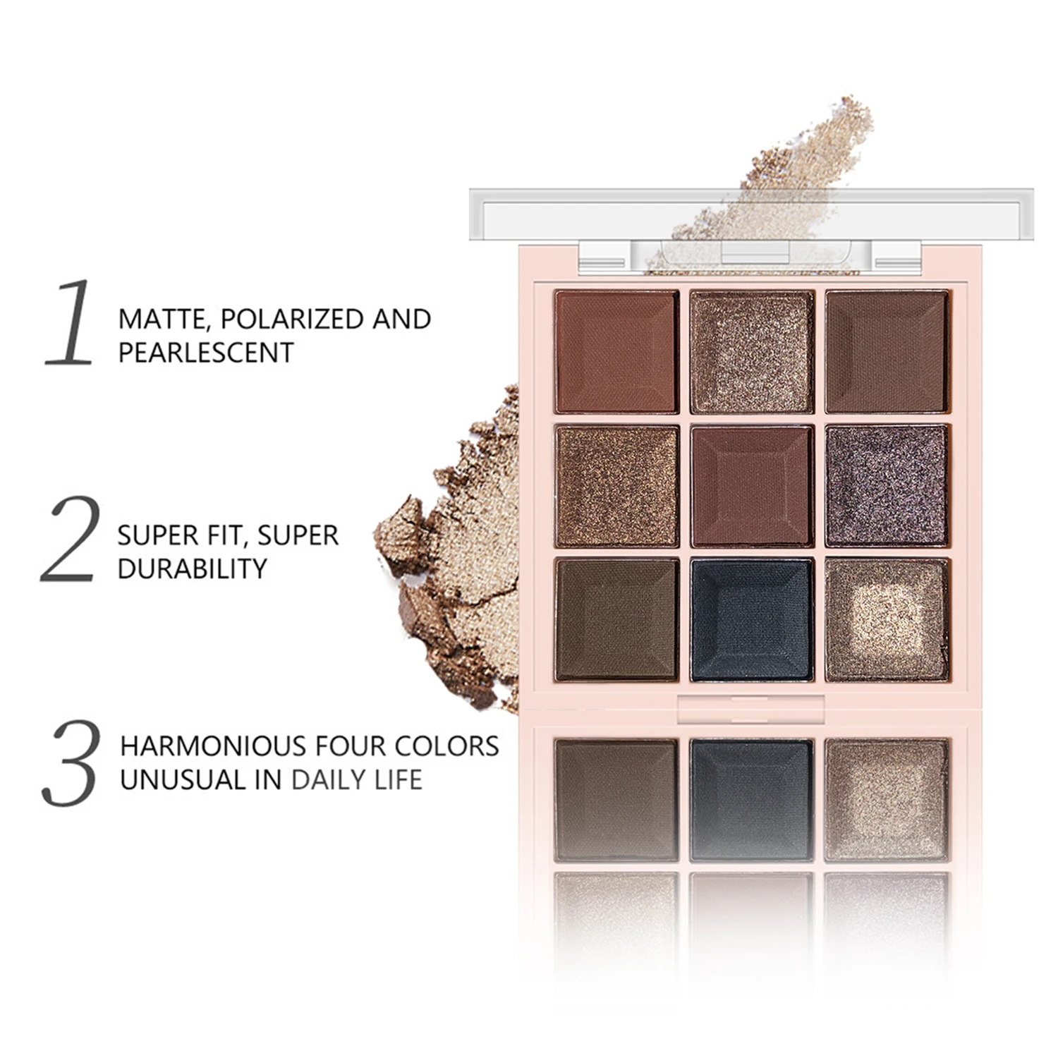 JUJU DREAM 9-Color Eyeshadow Palette, Matte & Shimmer Finish, Soft Milk Tea Tones, Compact & Easy for Daily Student Makeup gallery 4
