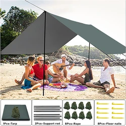 Camping Tarp Waterproof Portable Tarp Multifunctional Outdoor Camping Traveling Awning Backpacking Tarp Shelter Rain Tarp