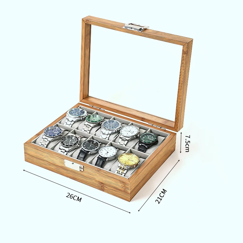 New Bamboo Watch 3/6/10/12Girds Storage Caja Reloj Clock Box Watch Holder Organizer Watch Display Box For Handmade Festive Gifts