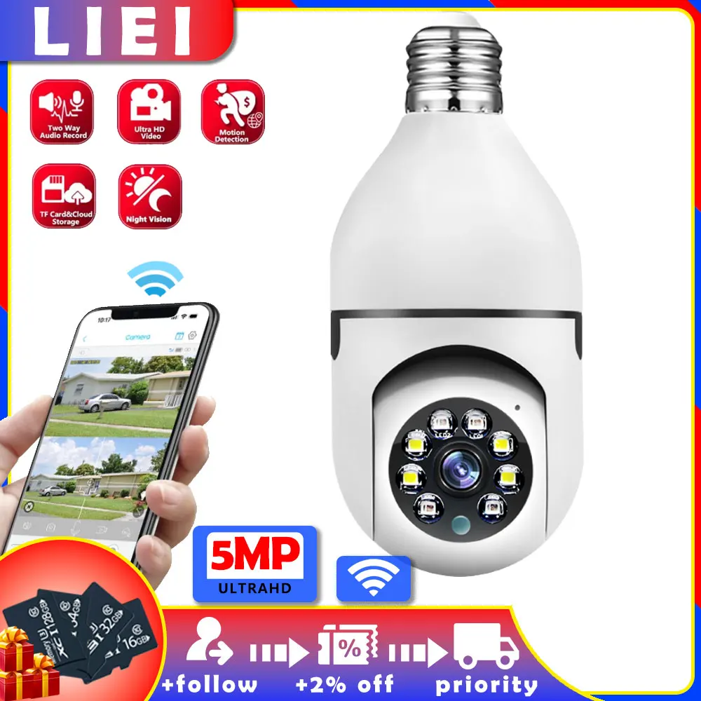 

LIEI WIFI Surveillance Camera 5MP 2K HD Dual Lens Wireless Outdoor Security Two-way 360 IP Cameras AI Human Detect CCTV Camera