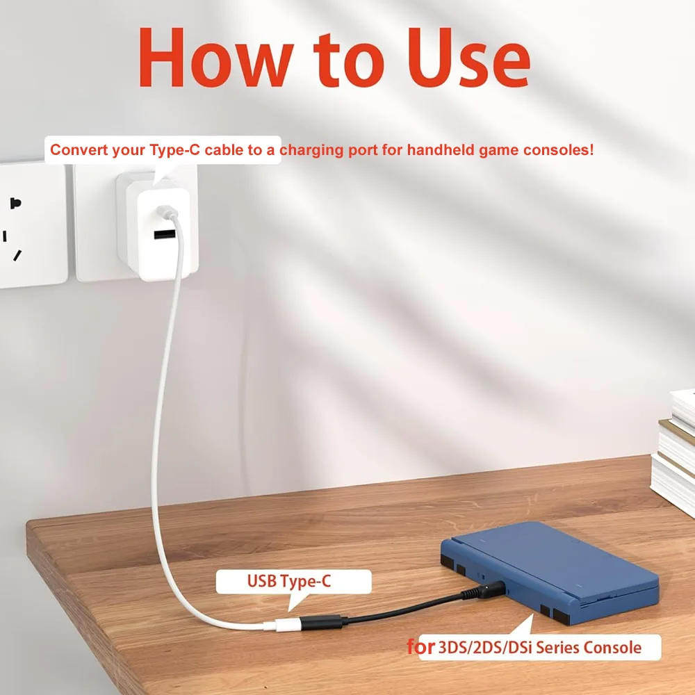USB C كابل شاحن الحبل سلك نوع C ل NDSI 3DS 2DS XL/LL جديد 3DSXL/3DSLL 2dsxl 2dsll خط الطاقة #2