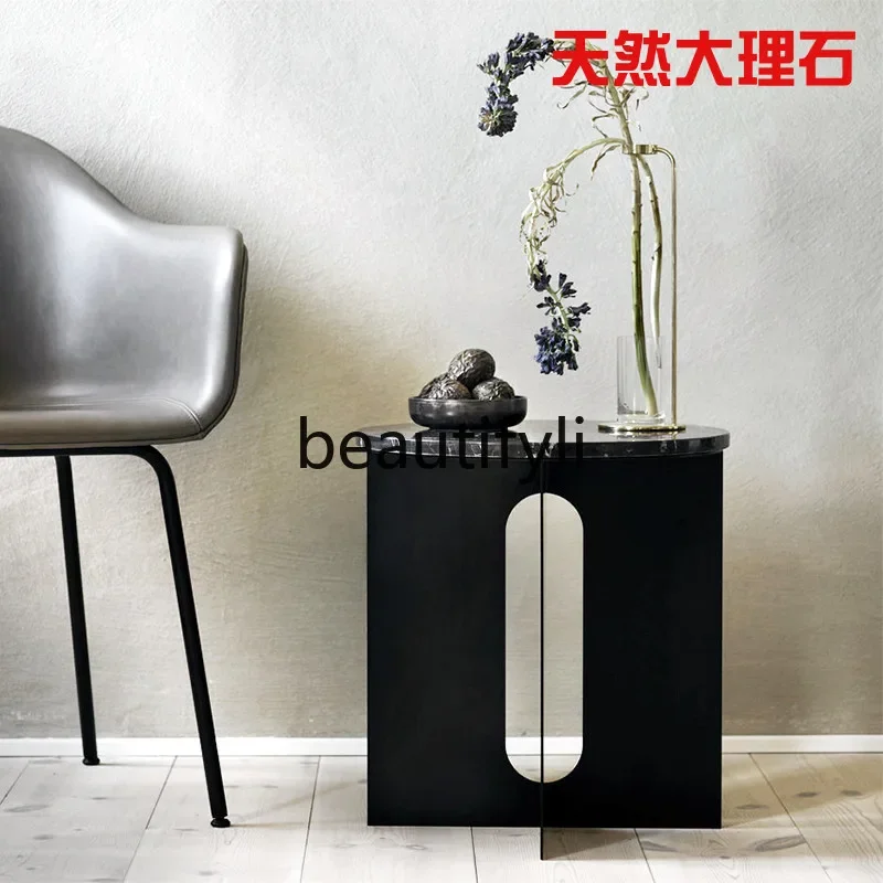 FG10Nordic marble edge table black coffee table living room sofa corner table creative light luxury high sense