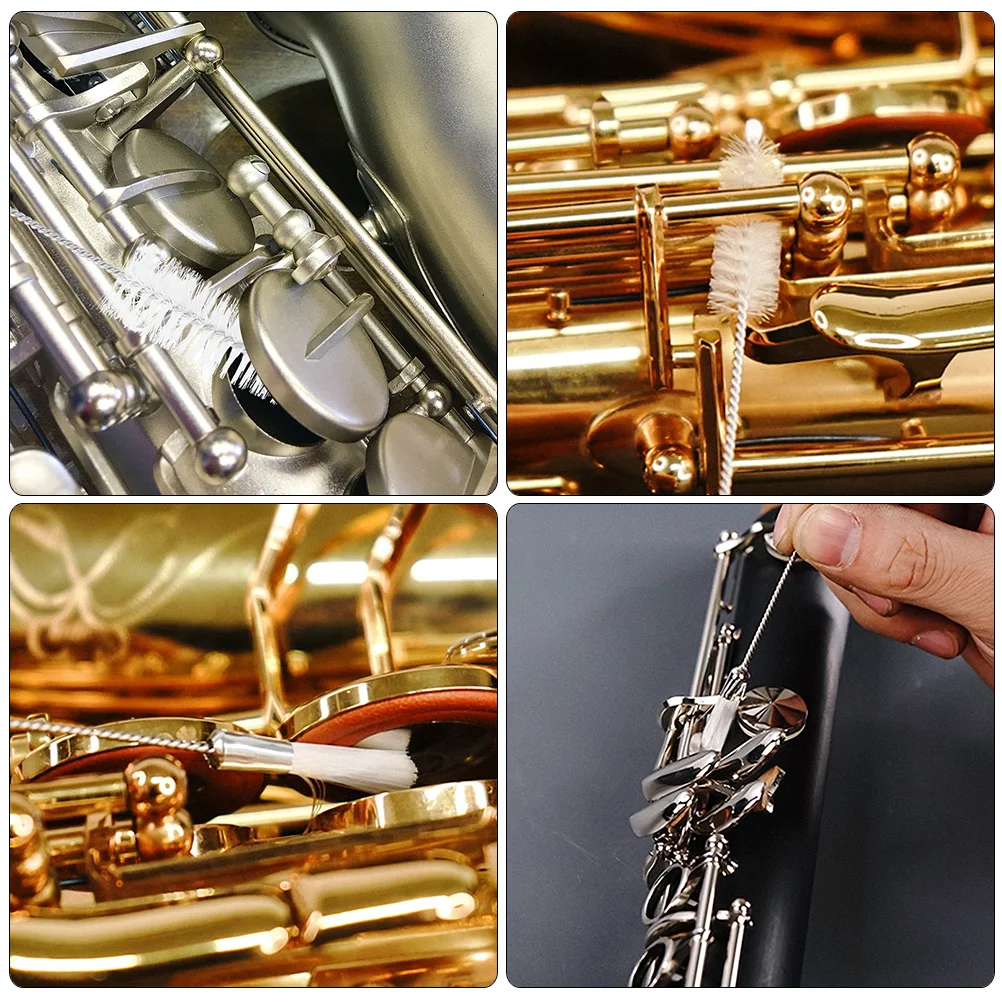 

3pcs Stainless Steel Mouthpiece Brush For Clarinet Saxophone Piccolo With Nylon Bristles Universal Compact Durable Instrument