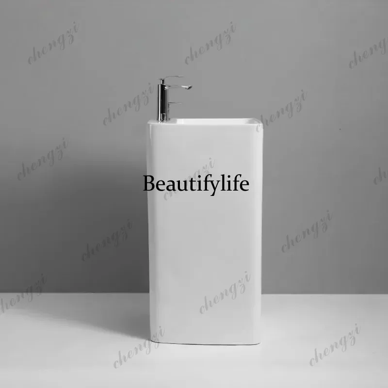 Middle East floor foot washing column basin integrated ceramic basin balcony small apartment washbasin  a17