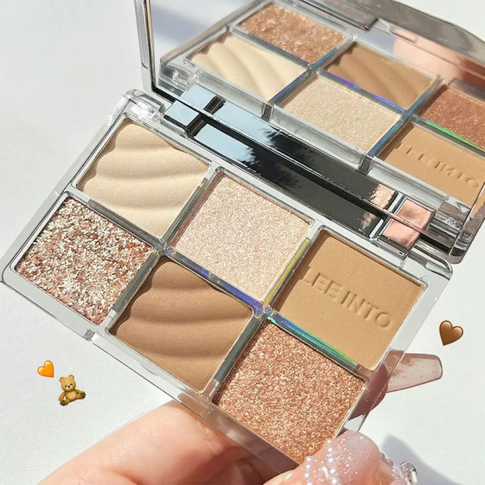 For LEEINTO Eyeshadow Palette 6 Shades Matte Shimmer Glitter Highly Pigmented Long Lasting Makeup Portable Cosmetic Palette